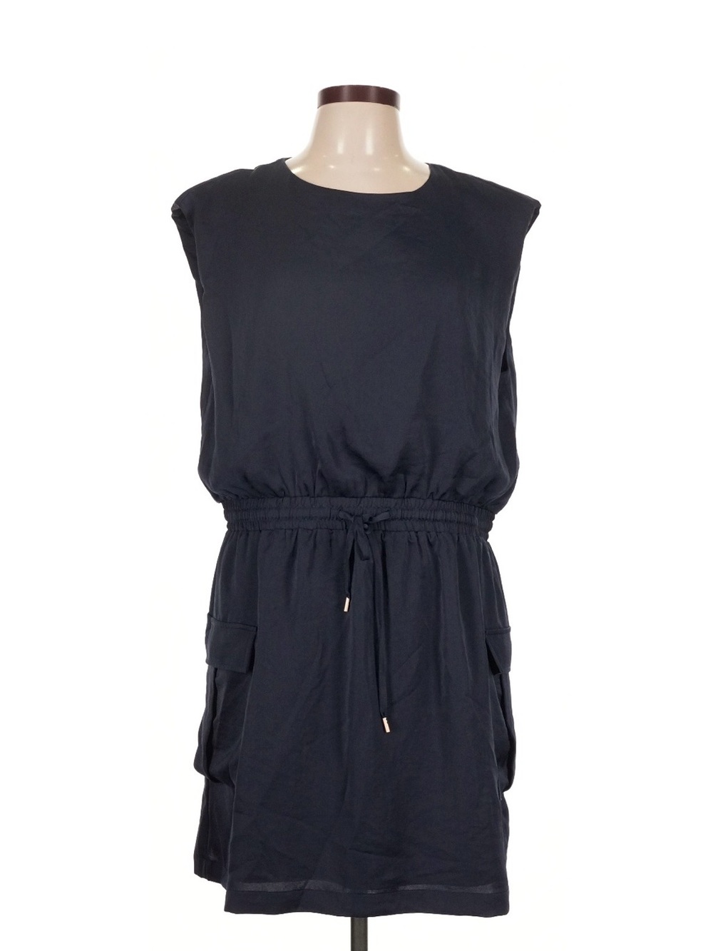 Skies are Blue Navy Drawstring Cargo Utility Dress Size L Like New Pockets!